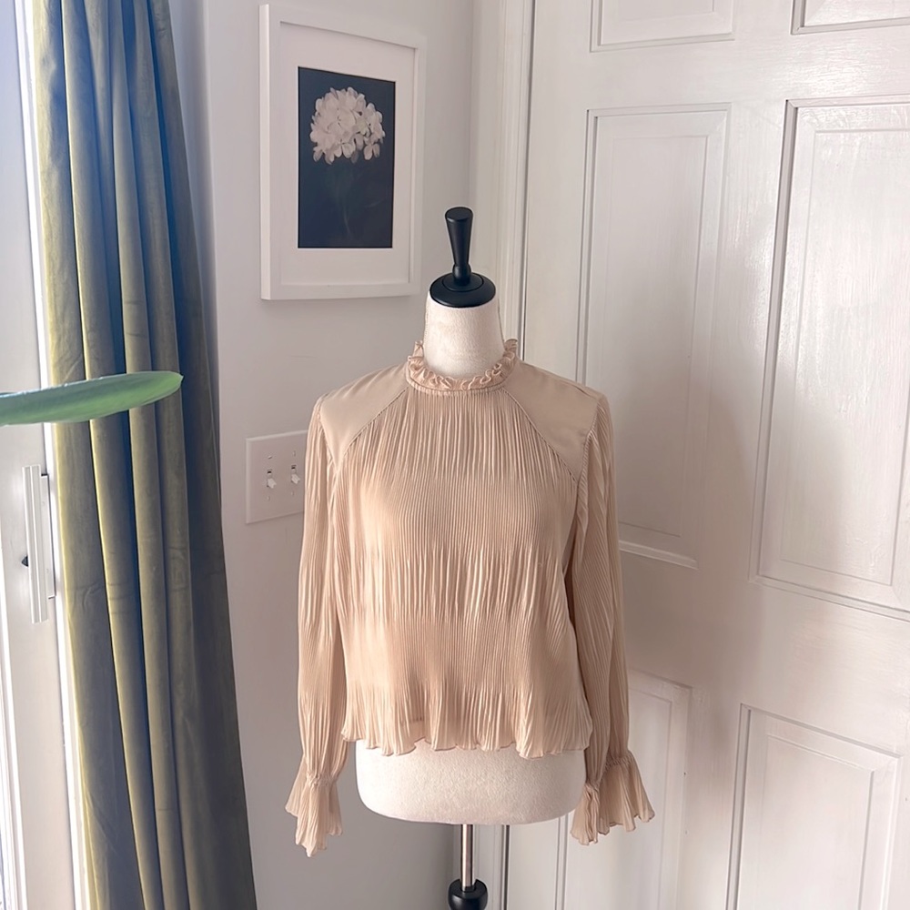 Silly zara blouse in a peachy nude tone.